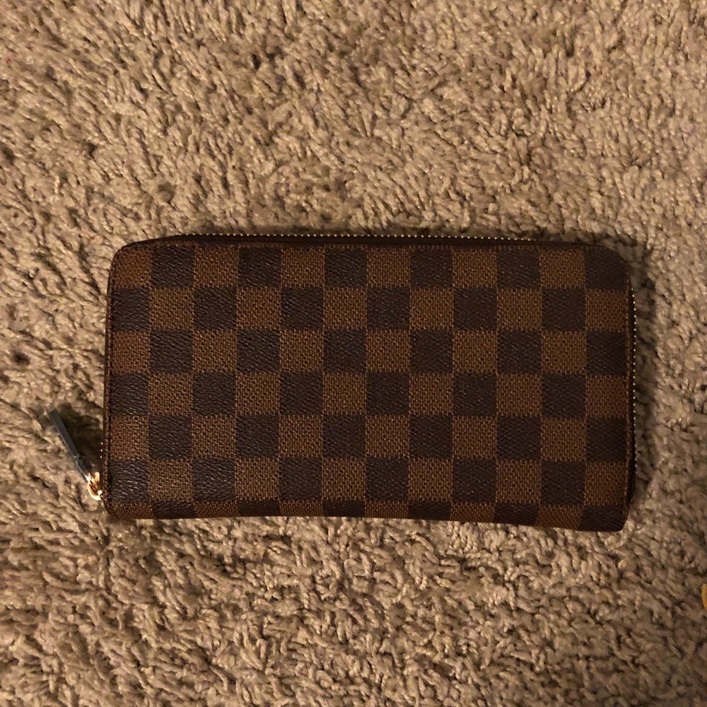 Brown Checkered Wallet